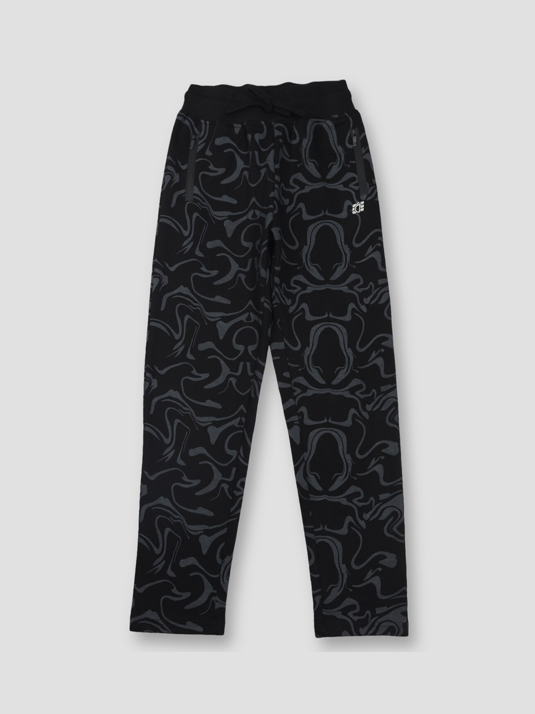 

Gini and Jony Boys Printed Mid-Rise Cotton Track Pants, Black