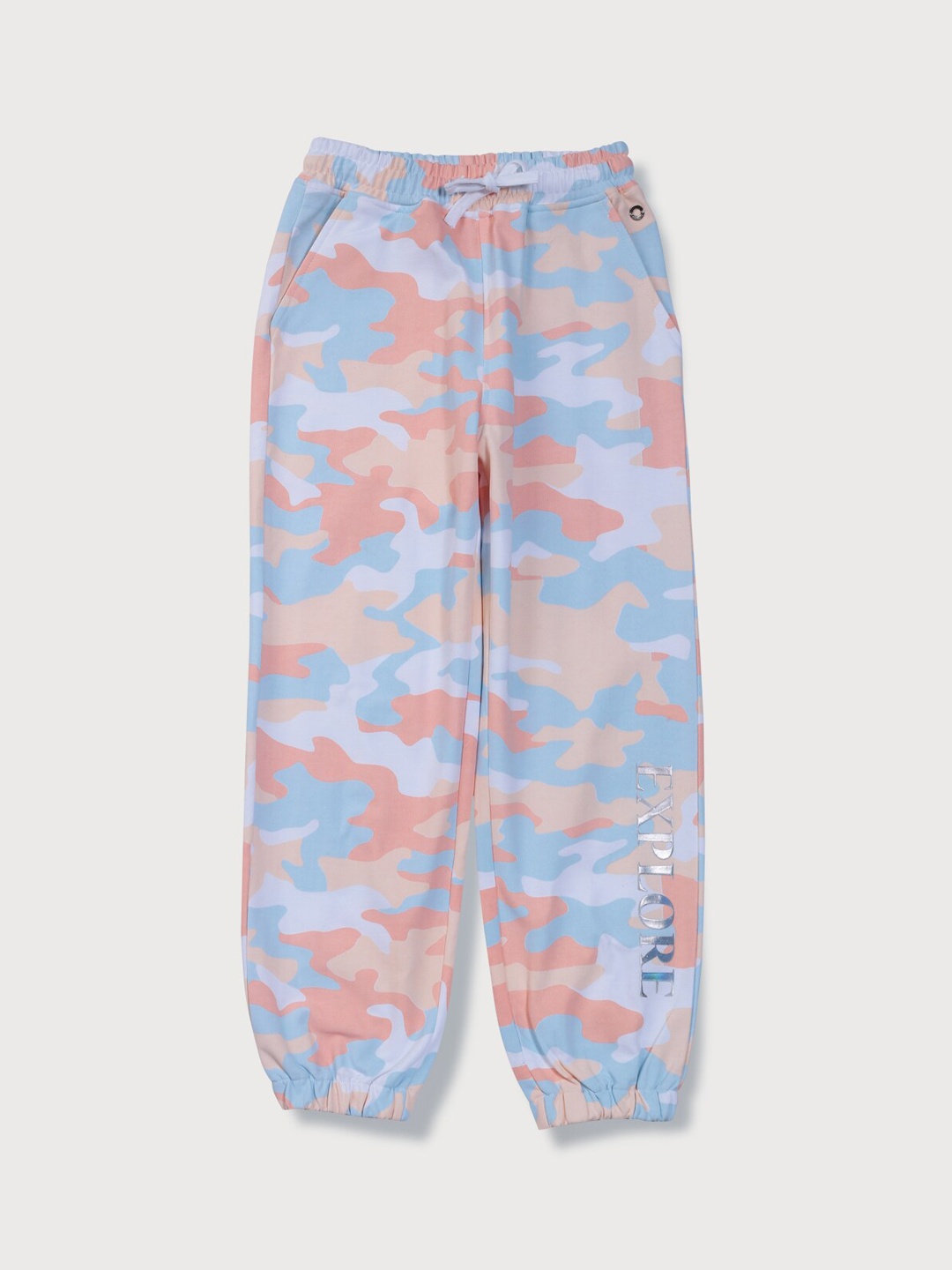 

Gini and Jony Girls Printed Mid-Rise Cotton Joggers, White
