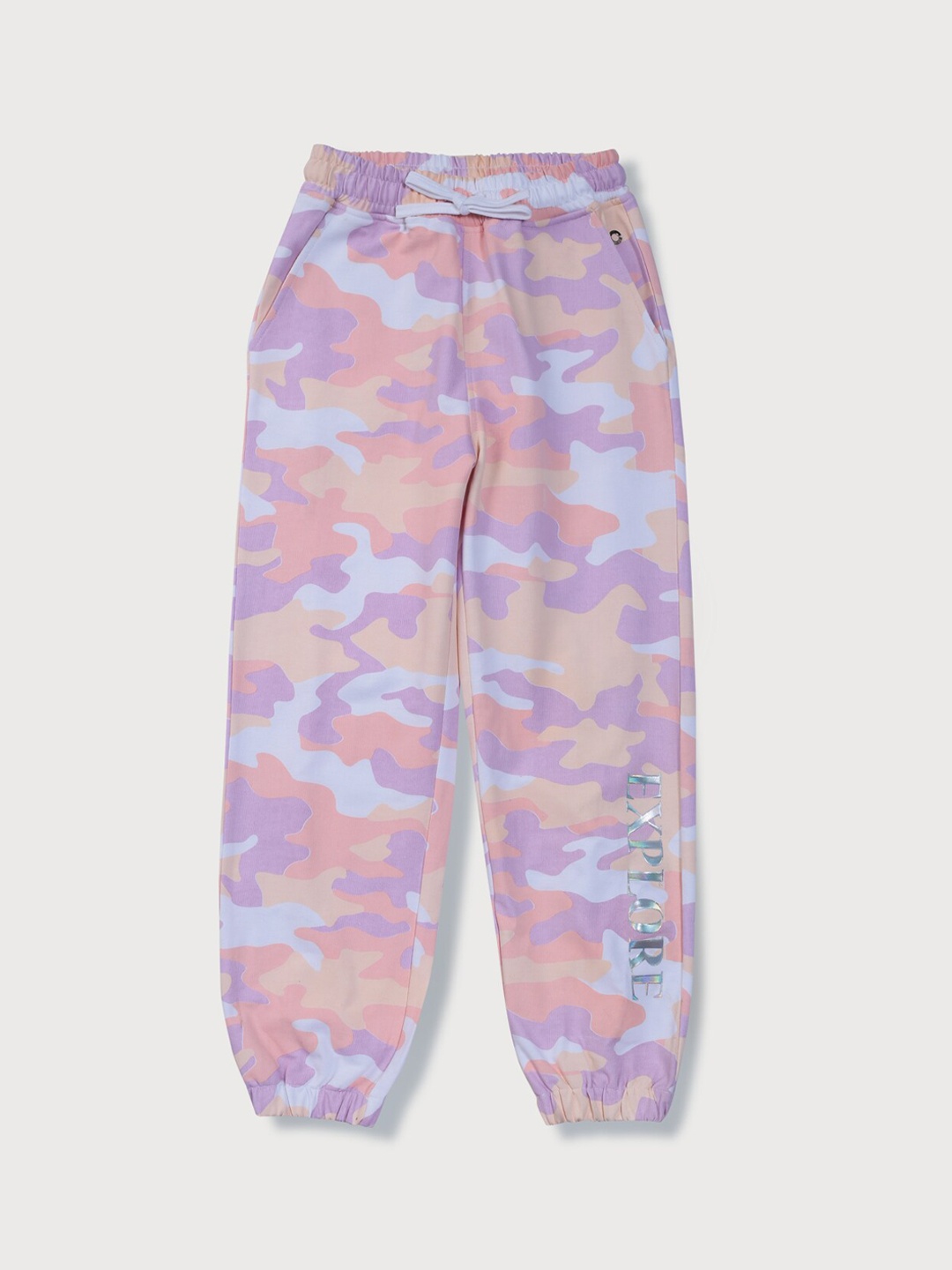 

Gini and Jony Girls Printed Mid-Rise Cotton Joggers, Pink