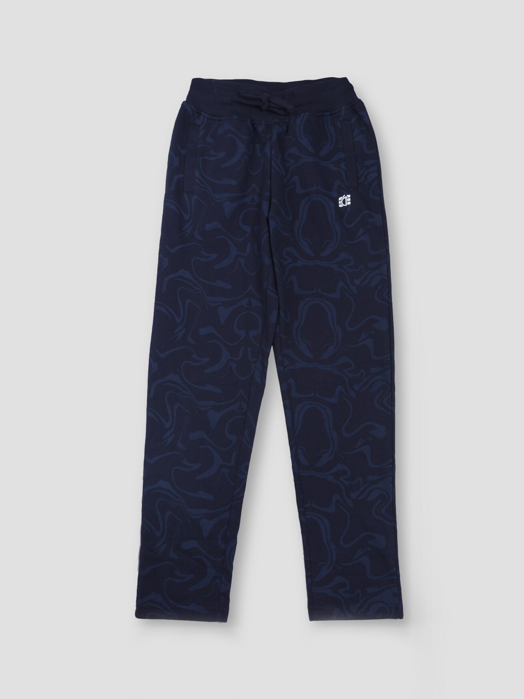

Gini and Jony Boys Printed Cotton Elasticated Track Pants, Navy blue