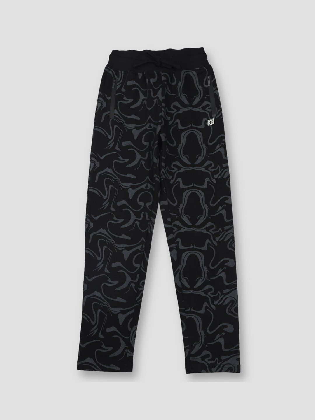 

Gini and Jony Boys Printed Mid-Rise Cotton Track Pants, Black