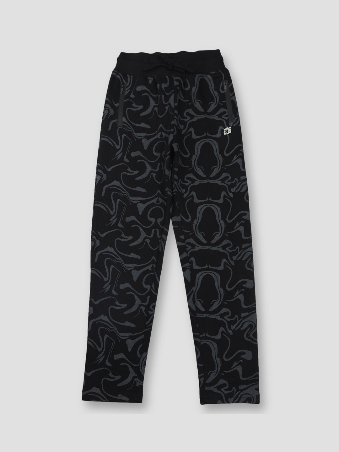 

Gini and Jony Kids Boys Abstract Printed Elasticated Cotton Track Pants, Black