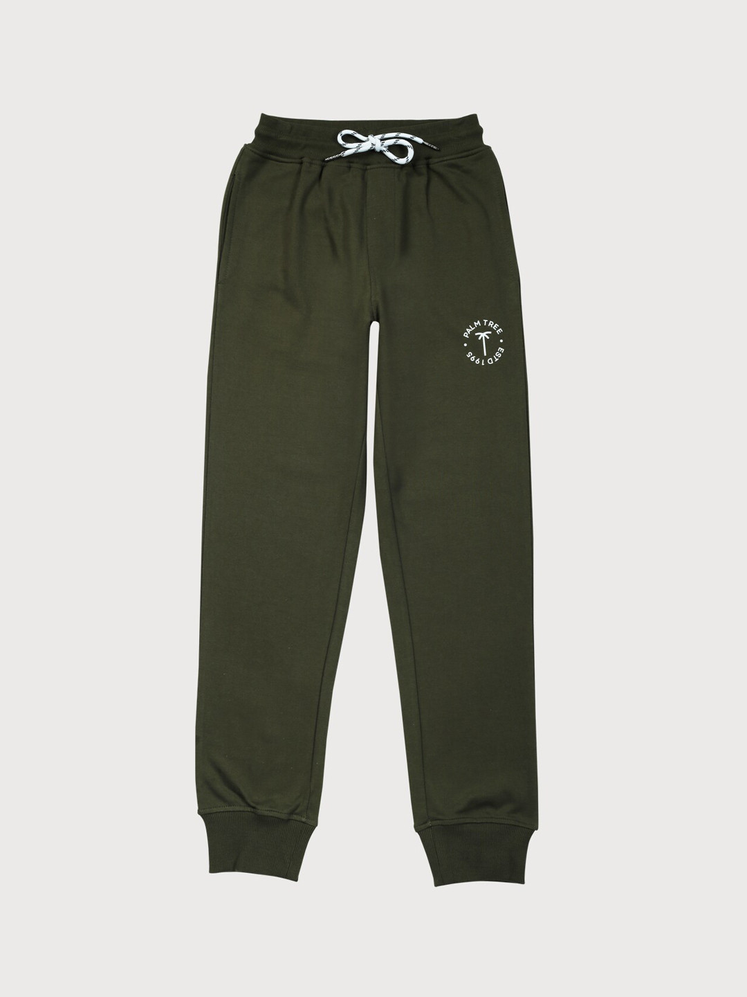 

Palm Tree Kids Boys Cotton Regular Fit Joggers, Olive