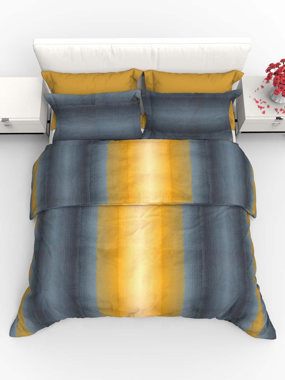 

THE WHITE MOSS Carmel Yellow 220 TC Flat Pure Cotton King Bedsheet with 2 Pillow Covers