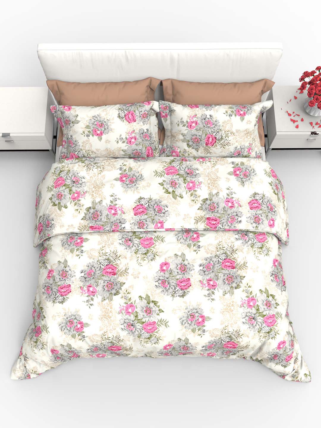 

THE WHITE MOSS Carmel White 220 TC Flat Pure Cotton King Bedsheet with 2 Pillow Covers