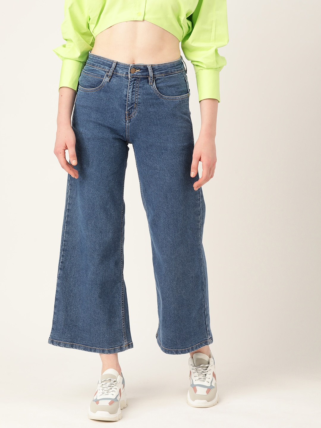 

DressBerry Women Wide Leg High-Rise Jeans, Blue