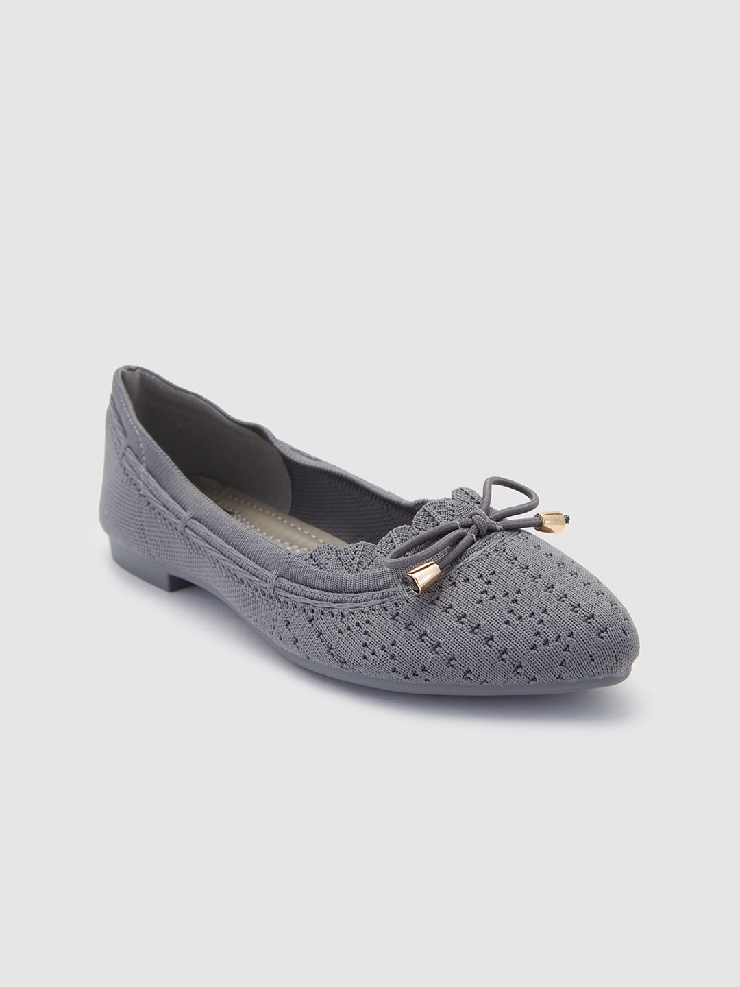 

Sole To Soul Women Woven Design Ballerinas With Bows, Grey