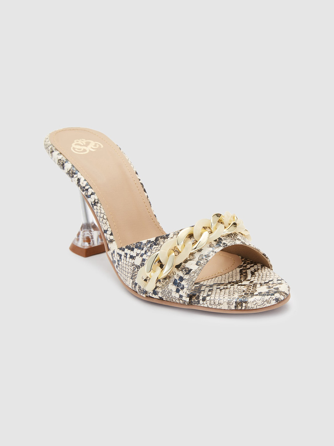 

Sole To Soul Printed Embellished Block Heels, Beige