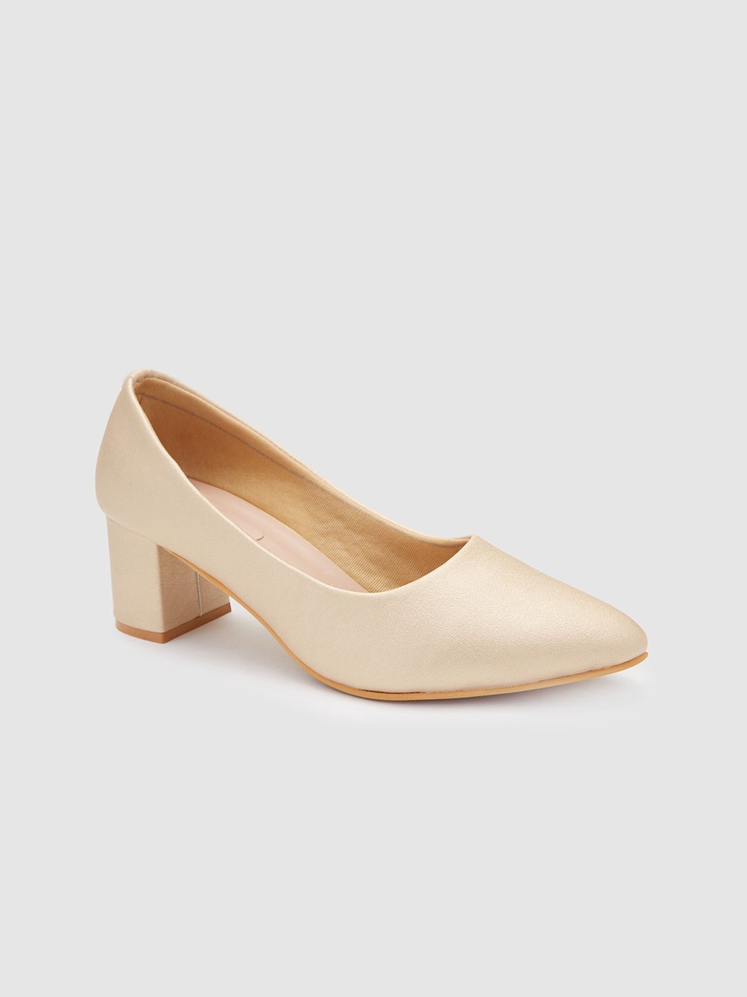 

Sole To Soul Pointed Toe Block Heels Pumps, Gold