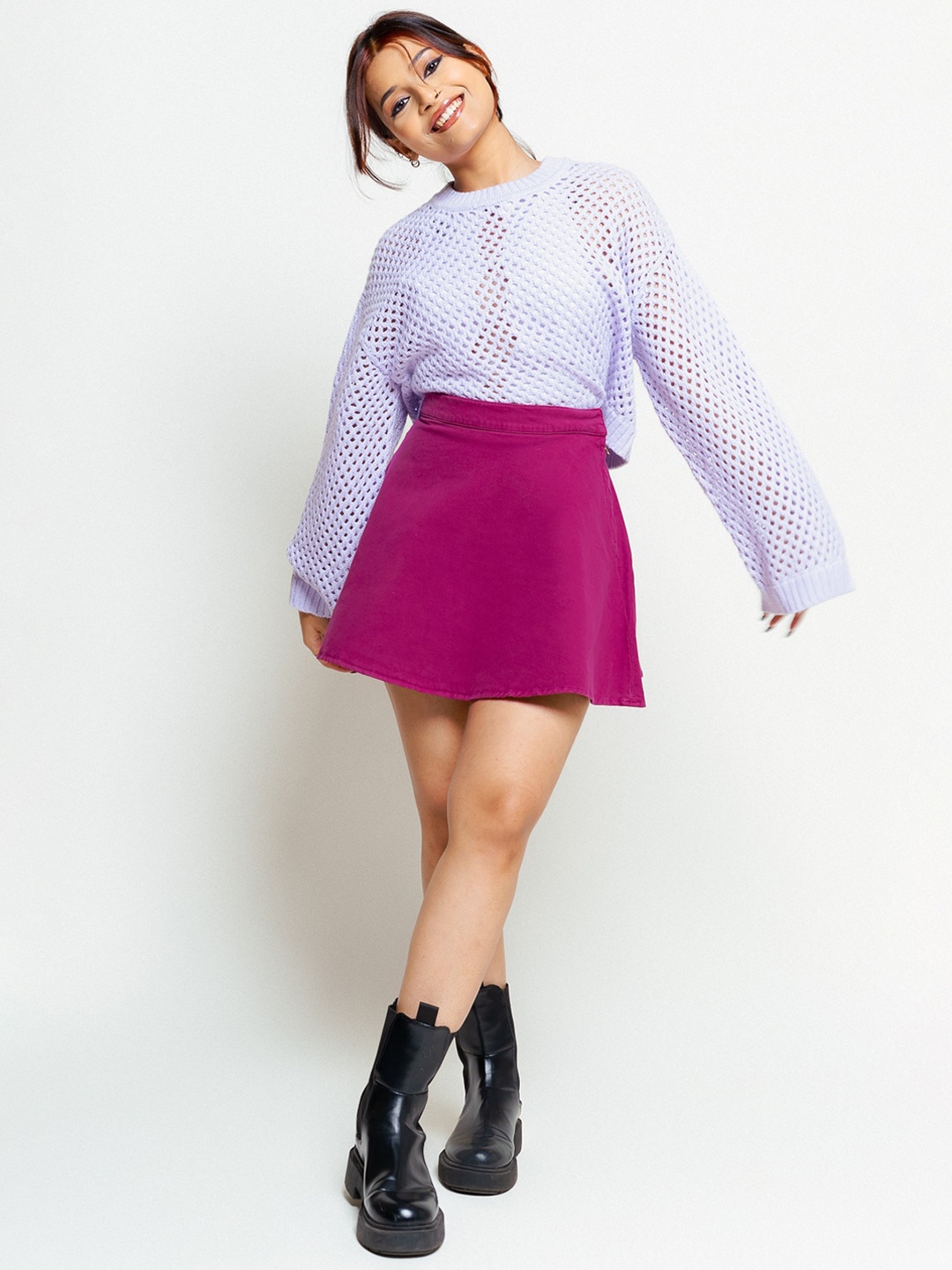 

FREAKINS Raisin A-Line Mini Skater Skirt, Pink