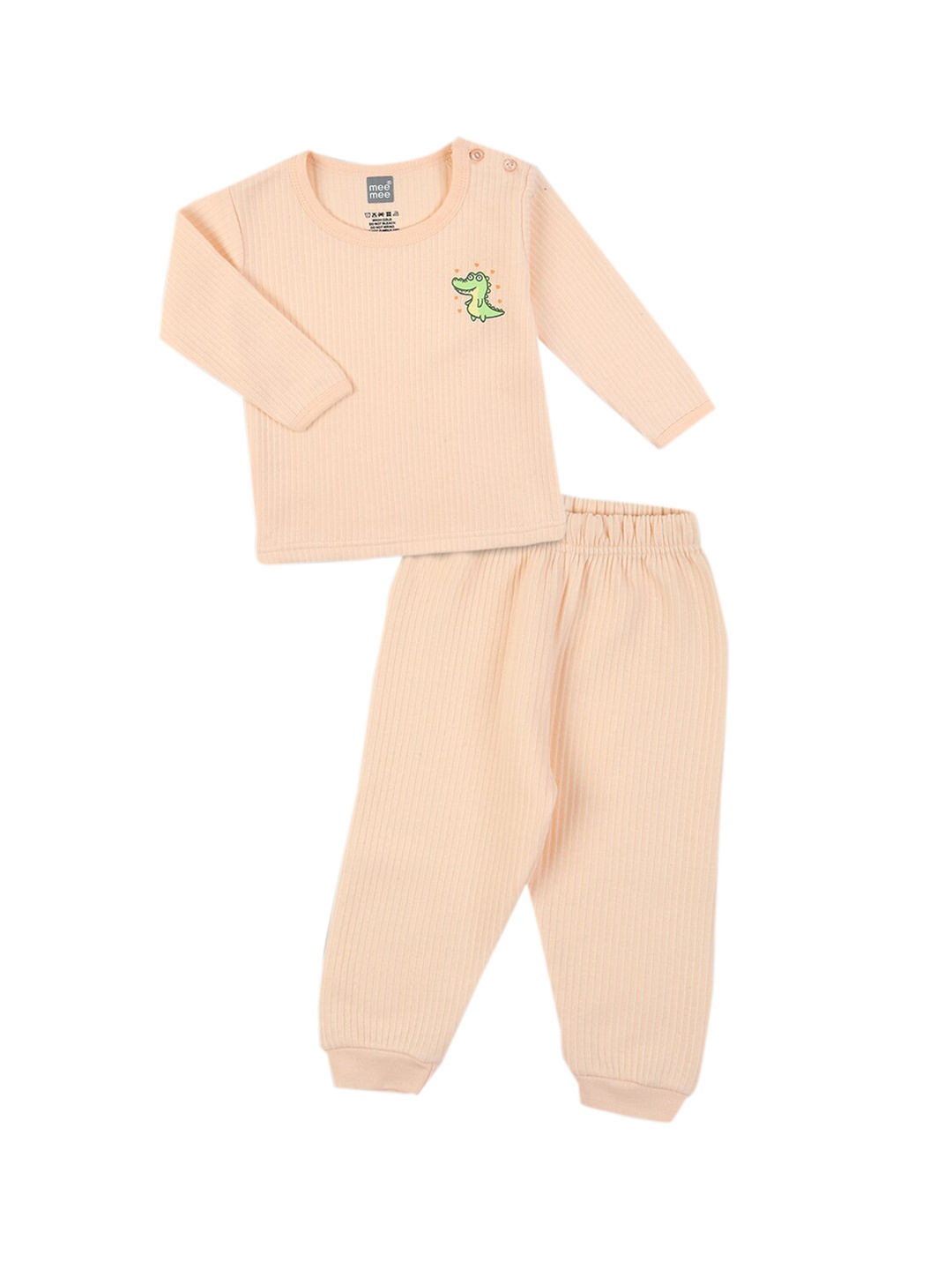 

MeeMee Infant Cotton Chest Print Thermal Set, Peach