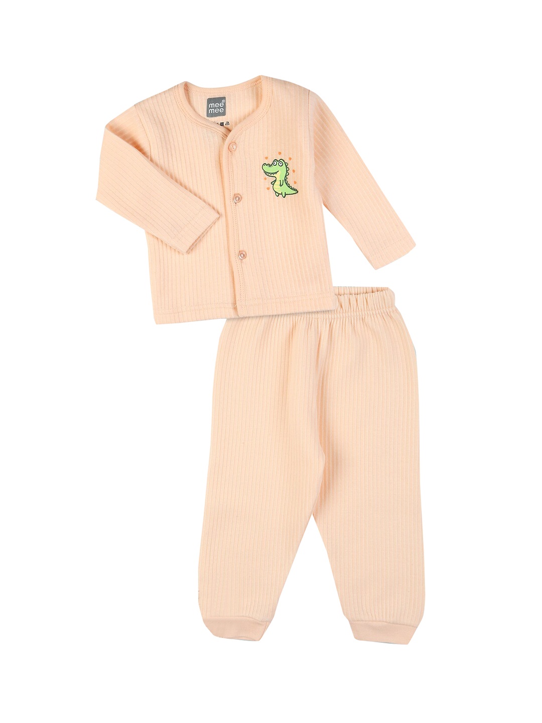 

MeeMee Infants Ribbed Cotton Thermal Set, Peach
