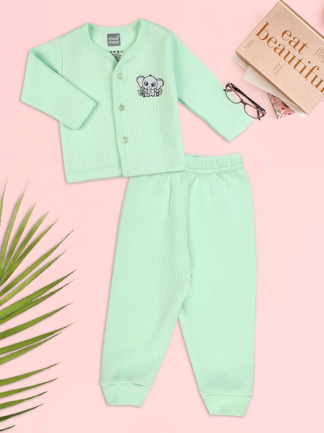 

MeeMee Infant Cotton Chest Print Thermal Set, Green