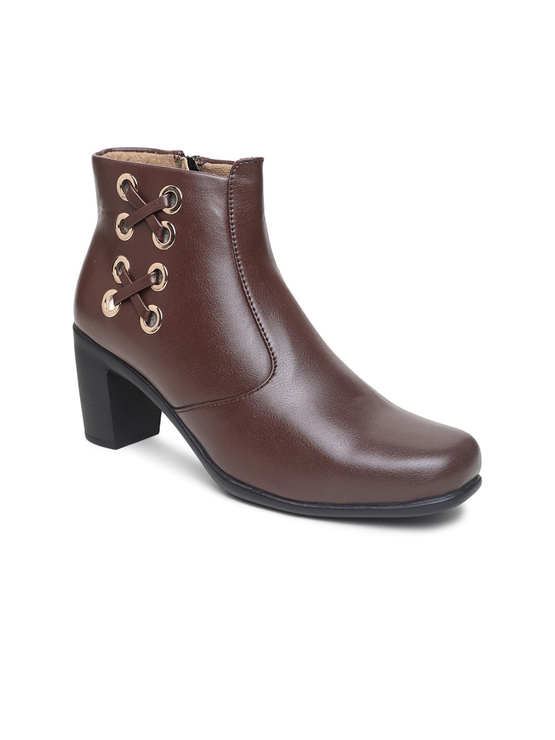 

VALIOSAA Women Mid-Top Block Heel Winter Boots, Brown