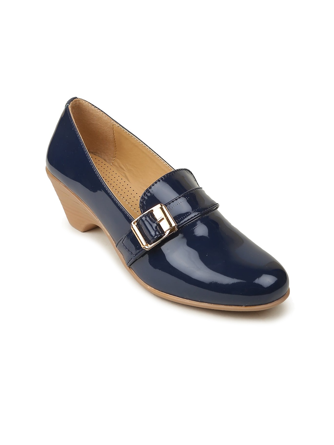 

VALIOSAA Buckled Block Heels Pumps, Navy blue