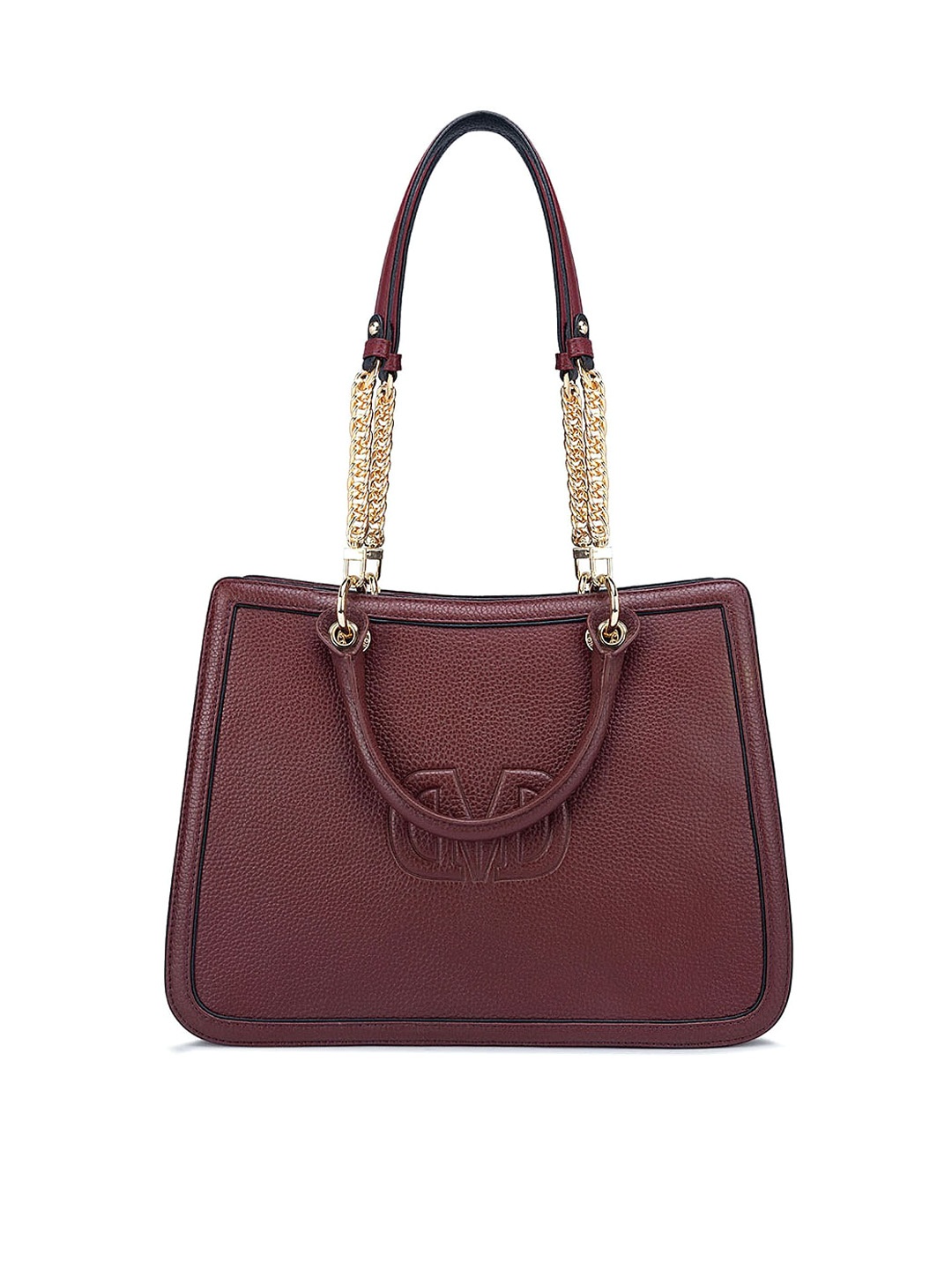 

Da Milano Textured Structured Leather Shoulder Bag, Maroon