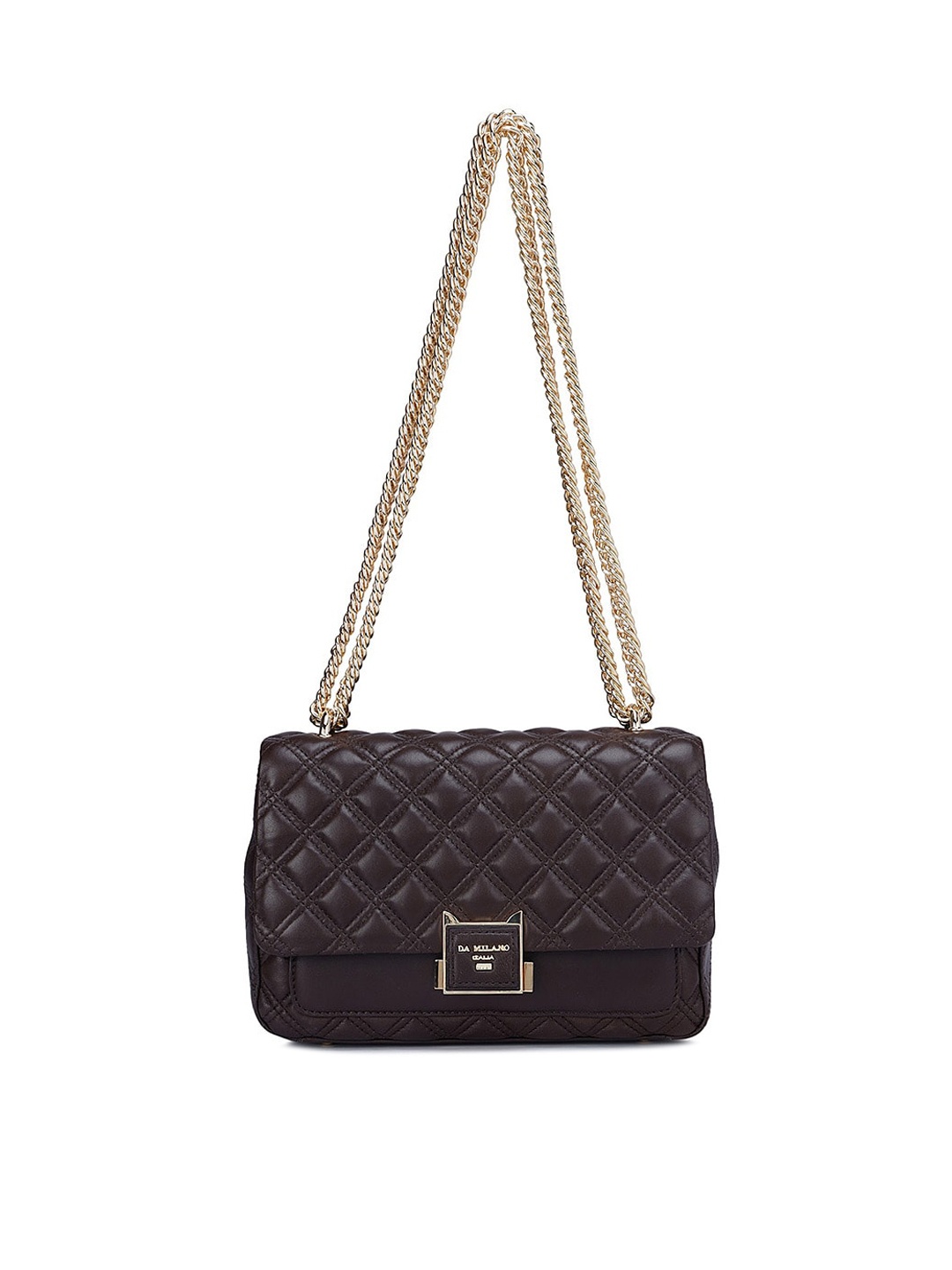 

Da Milano Quilted Detail Swagger Leather Sling Bag, Brown