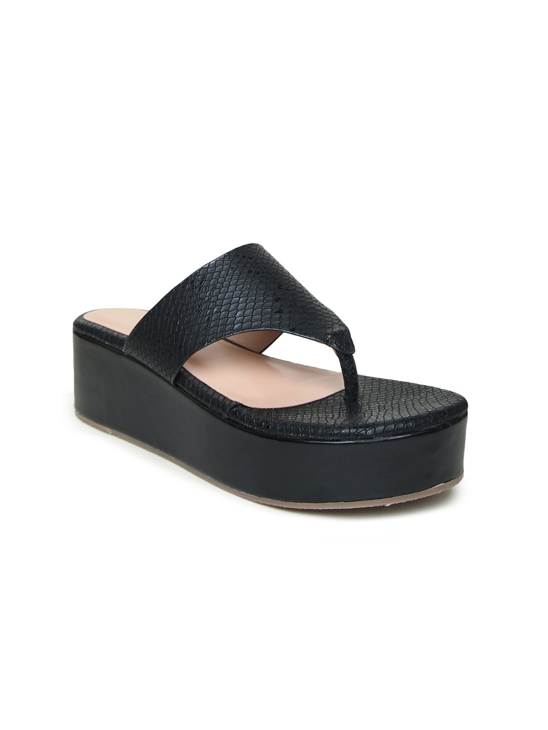 

VALIOSAA Textured Flatform Heels, Black