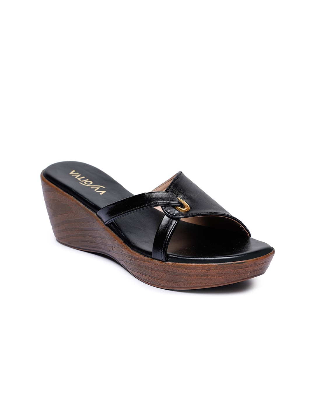 

VALIOSAA Open Toe Wedge Heels, Black