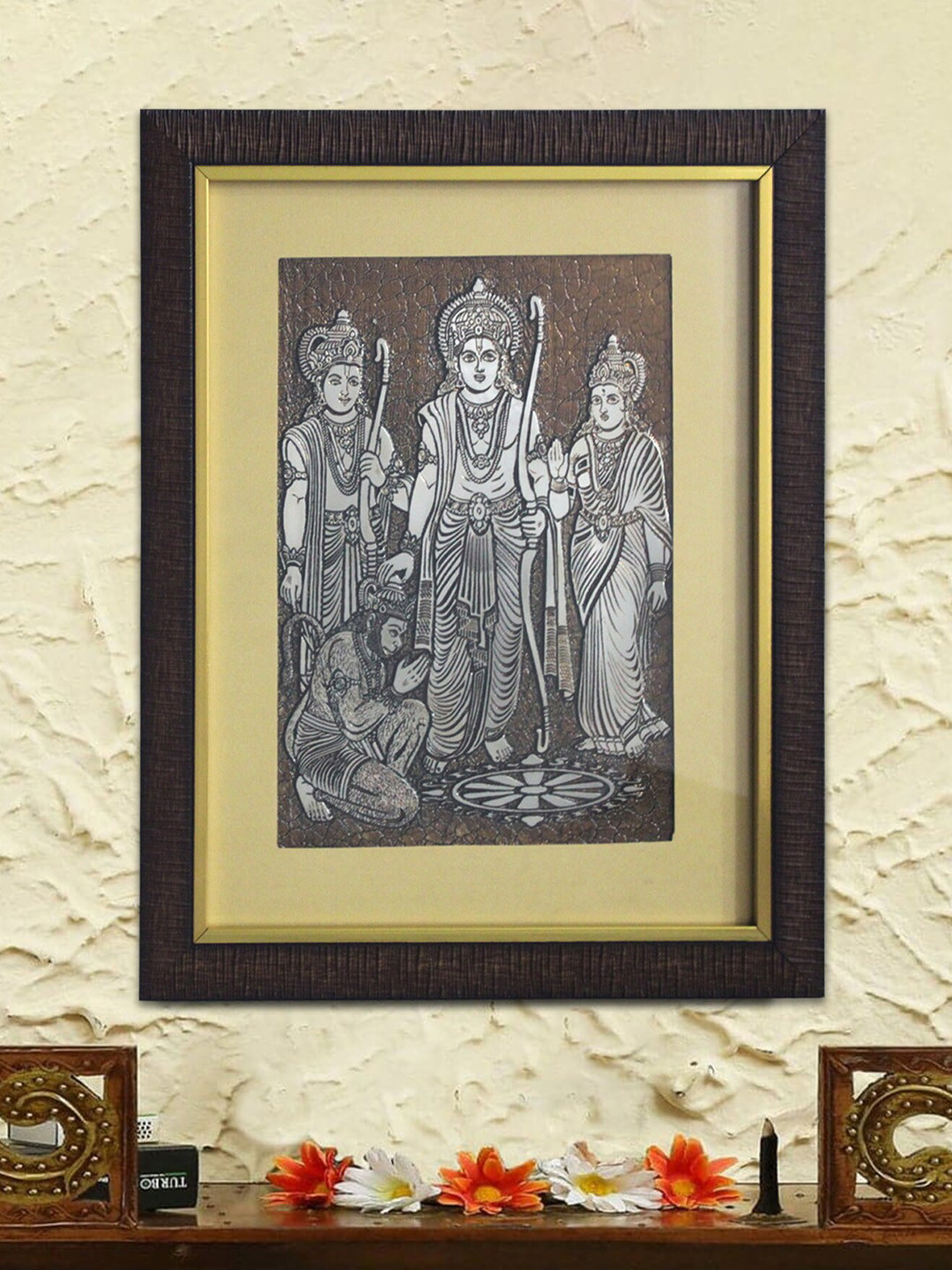 

SHREE KALA HOME DECOR Brown & Grey Siya Ram Darbar Wall Art