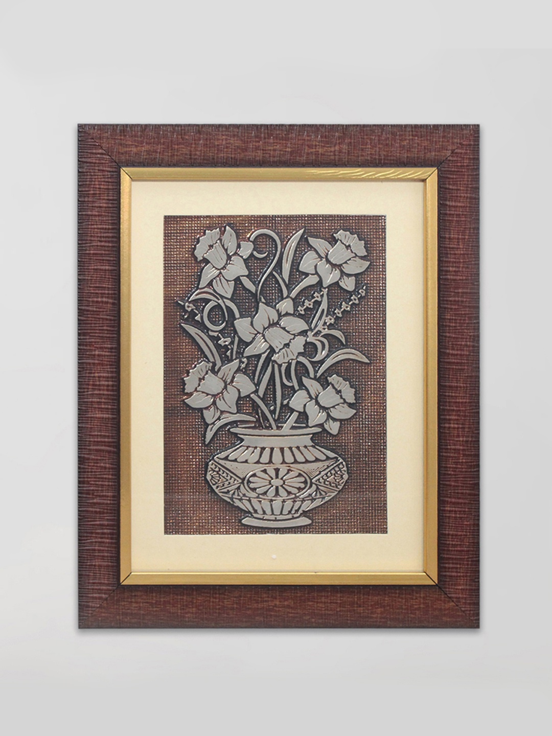 

SHREE KALA HOME DECOR Brown & Grey Bouquet Of Flowers Wall Art