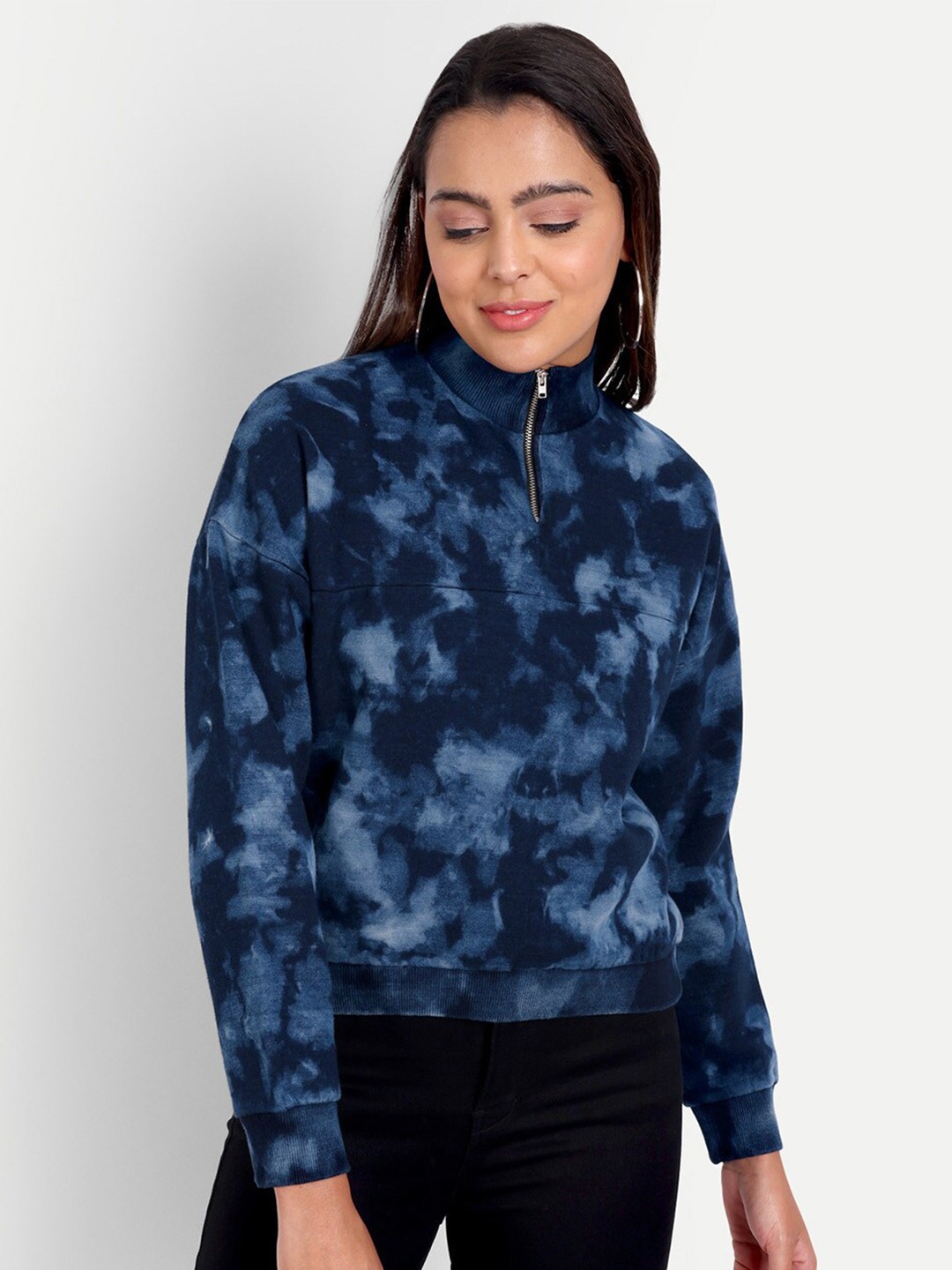 

DOLSU Women Printed Cotton Sweatshirt, Blue