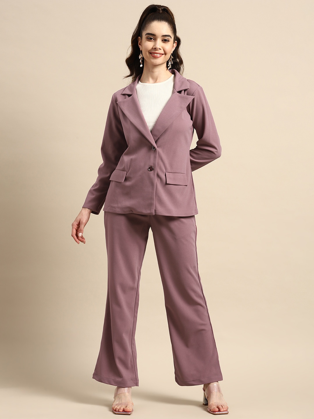

Woowzerz Women Coat & Trousers Set, Mauve