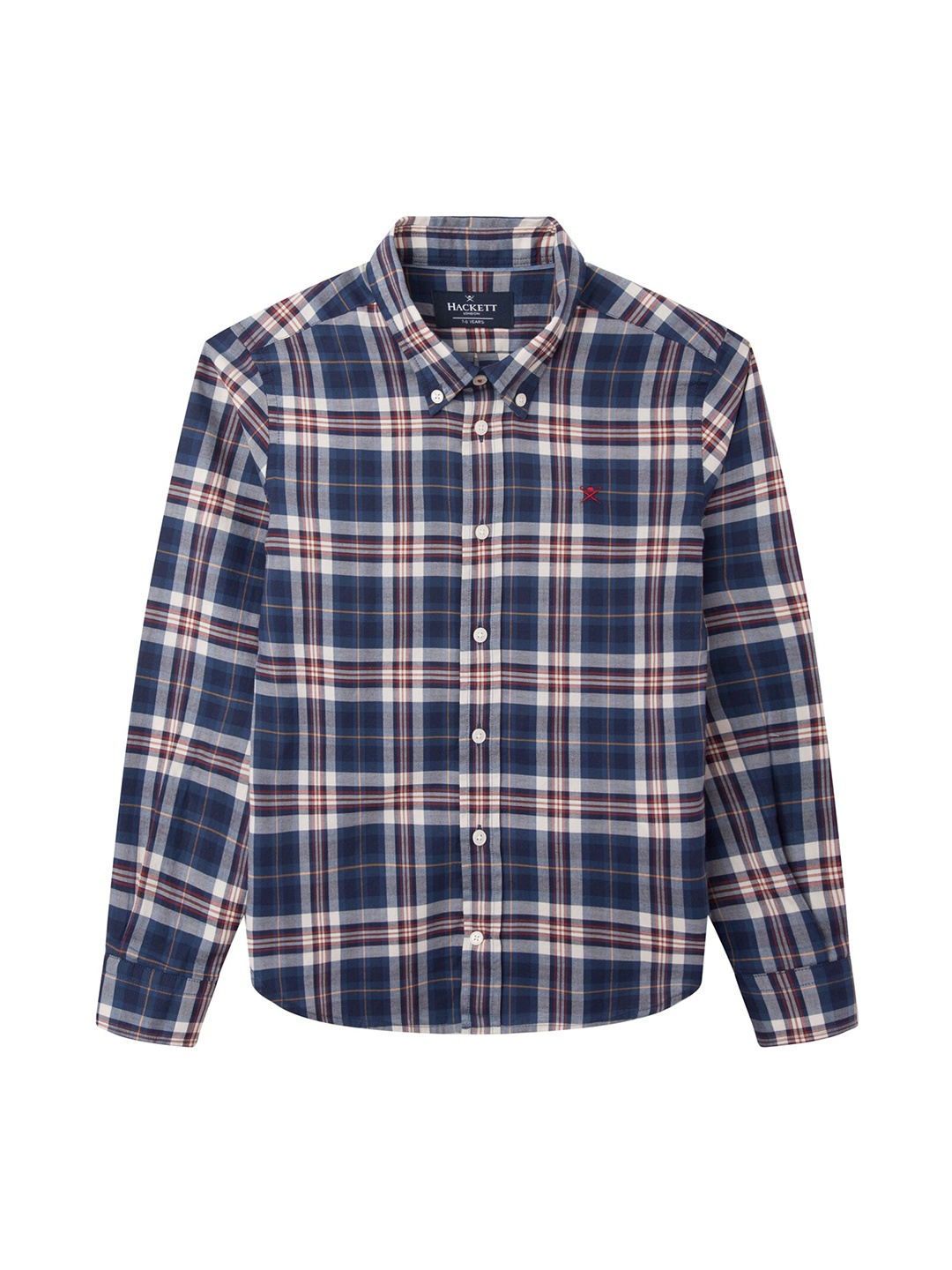 

HACKETT LONDON Boys Tartan Checked Button Down Collar Cotton Casual Shirt, Navy blue