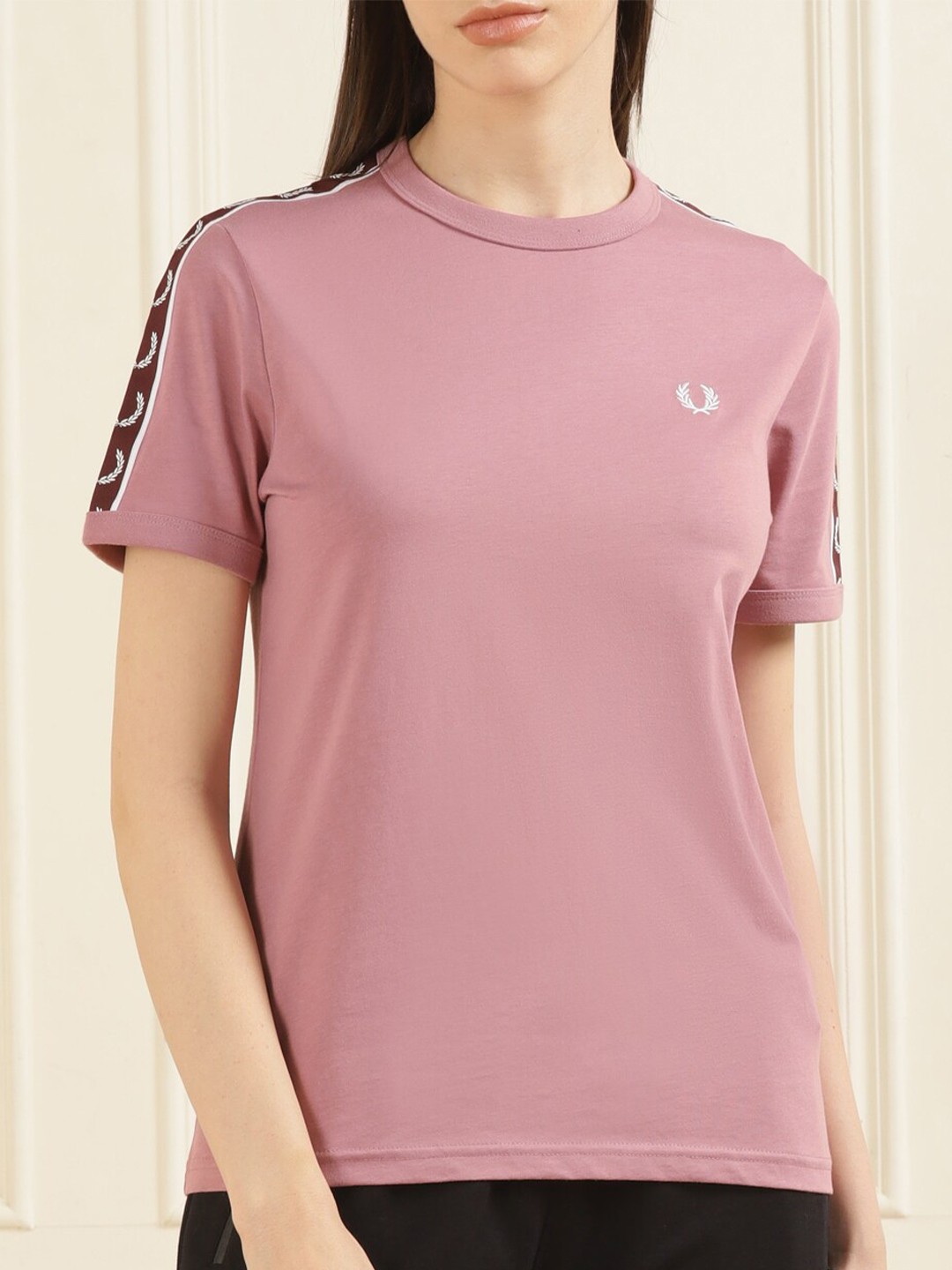 

Fred Perry Women Round Neck Cotton T-shirt, Pink