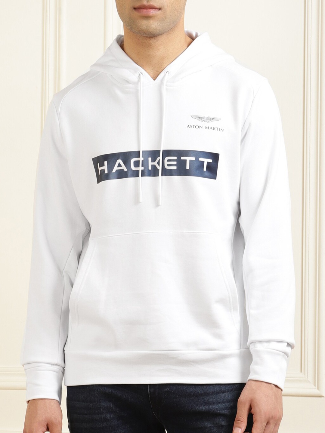 

HACKETT LONDON Men Printed Hooded Cotton Sweatshirt, White