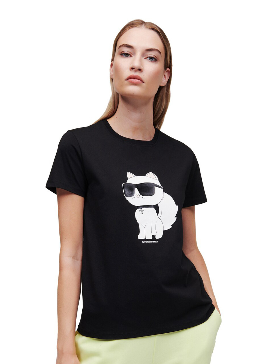 

Karl Lagerfeld Women Graphic Printed Organic Cotton T-shirt, Black