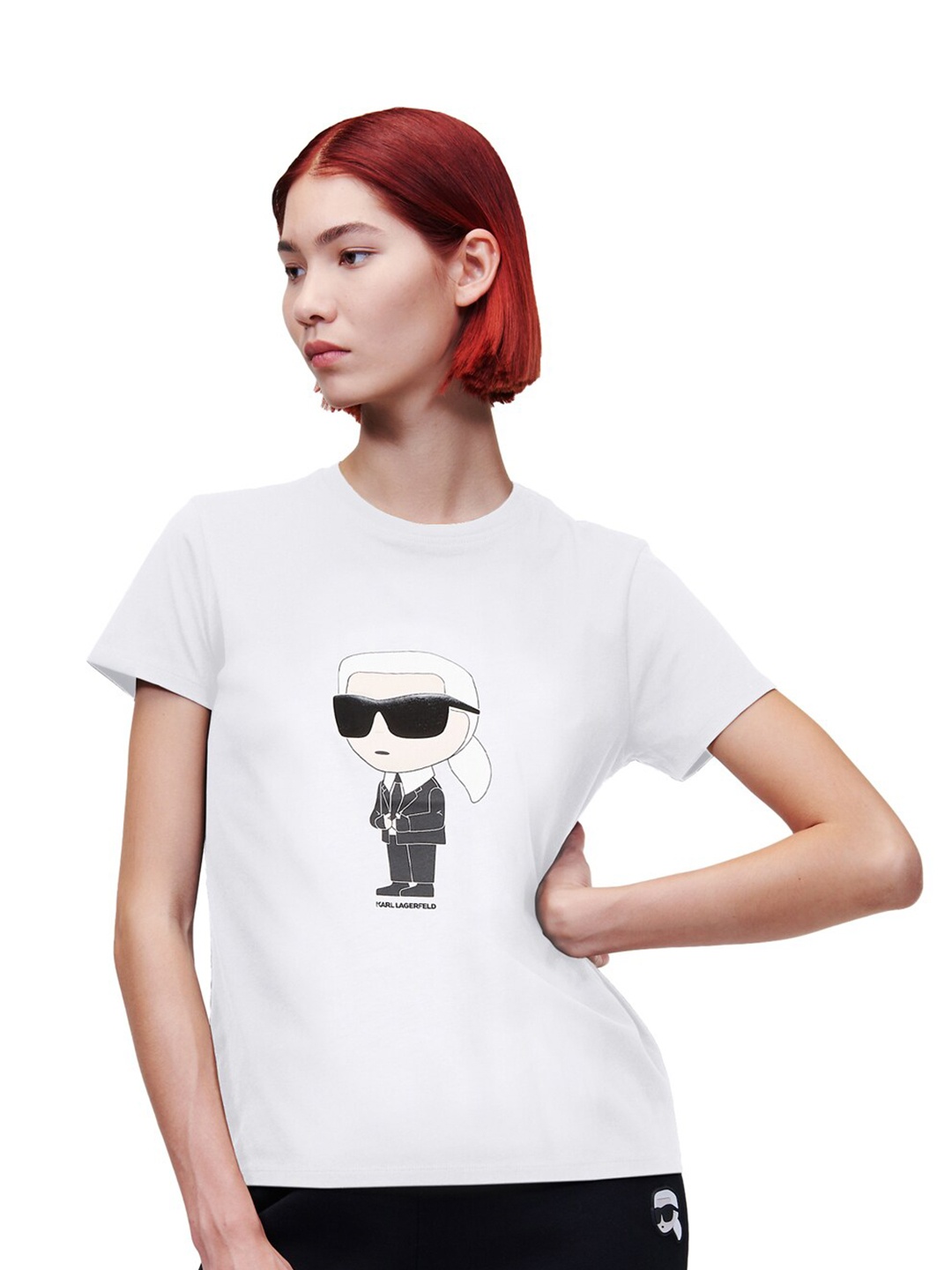 

Karl Lagerfeld Women Printed Organic Cotton T-shirt, White