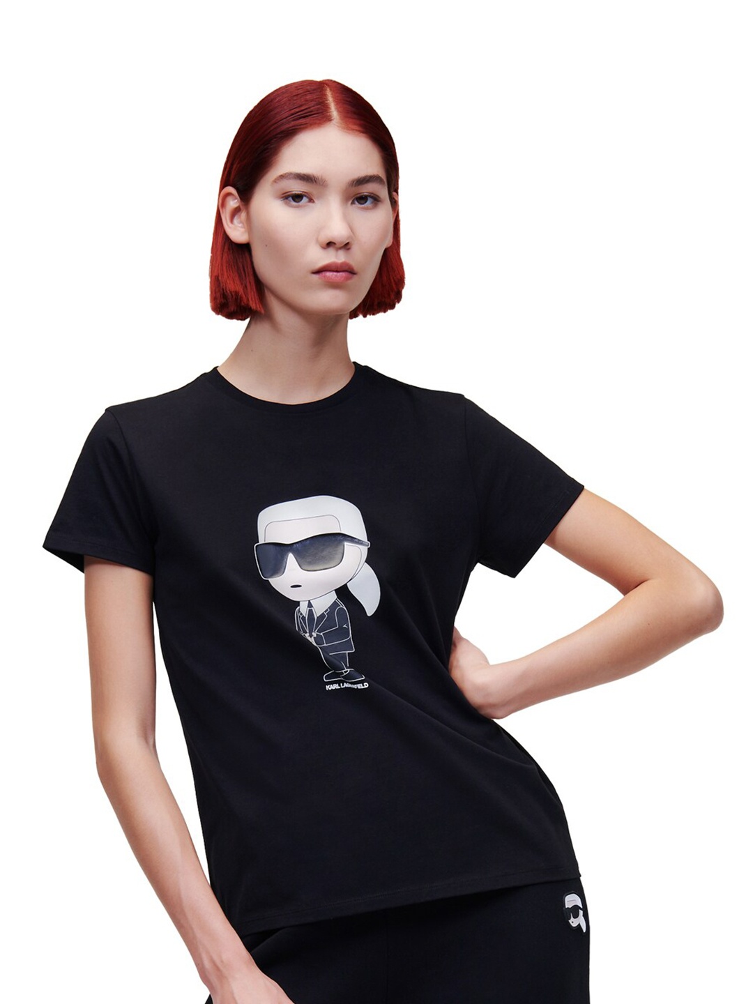 

Karl Lagerfeld Women Printed Organic Cotton T-shirt, Black