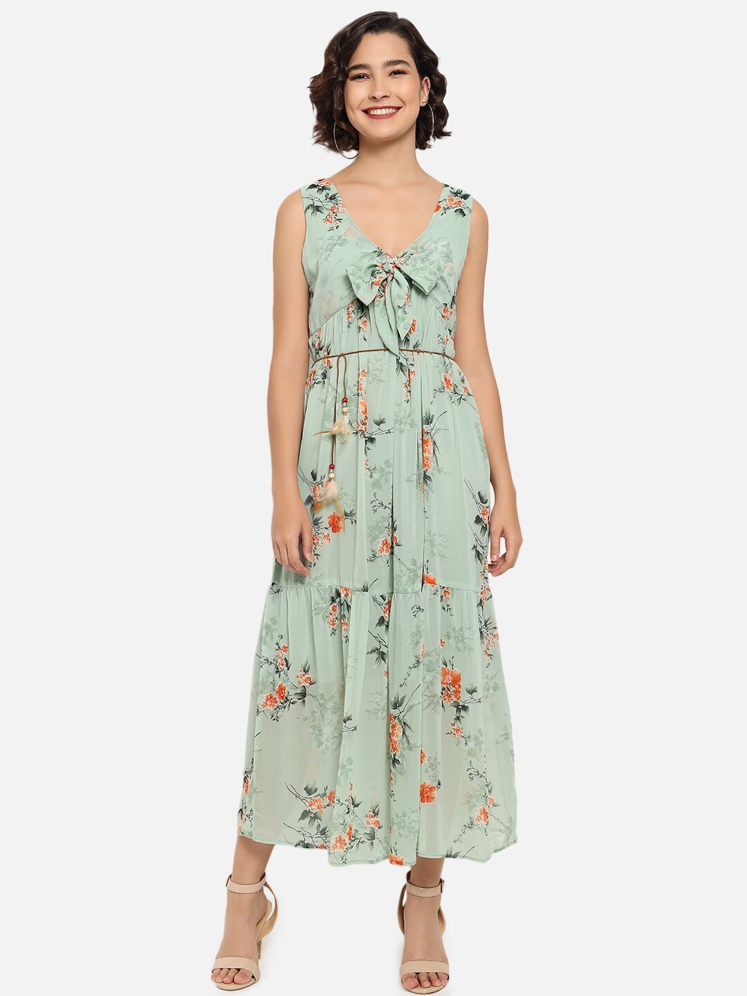 

Kannan Floral Georgette A-Line Maxi Dress, Green
