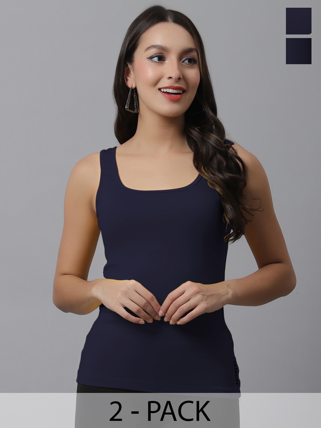 

Friskers Pack Of 2 Scoop Neck Sleeveless Tank Top, Navy blue