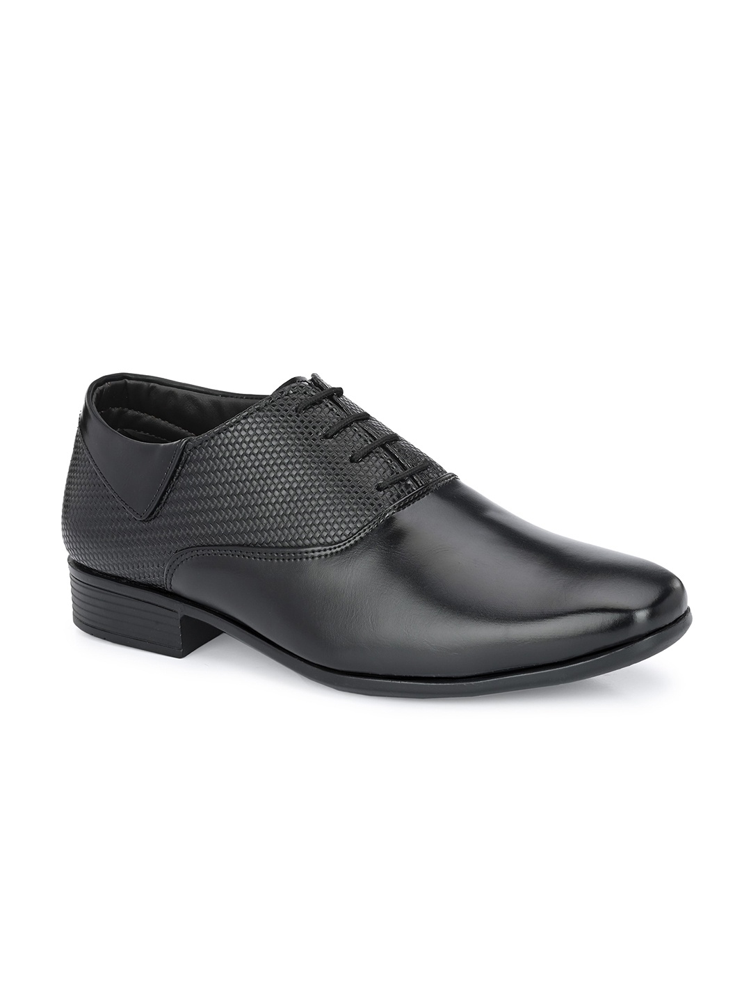 

Azzaro Black Men Textured Square -Toe Formal Oxford