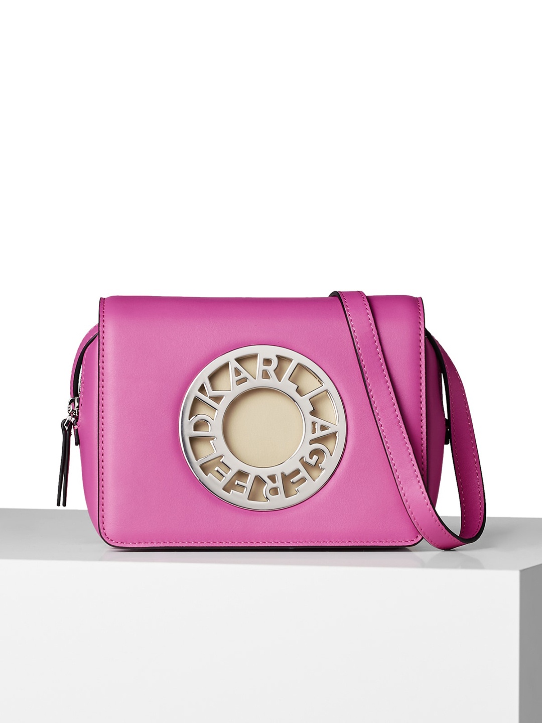 

Karl Lagerfeld Women Leather Swagger Sling Bag, Pink