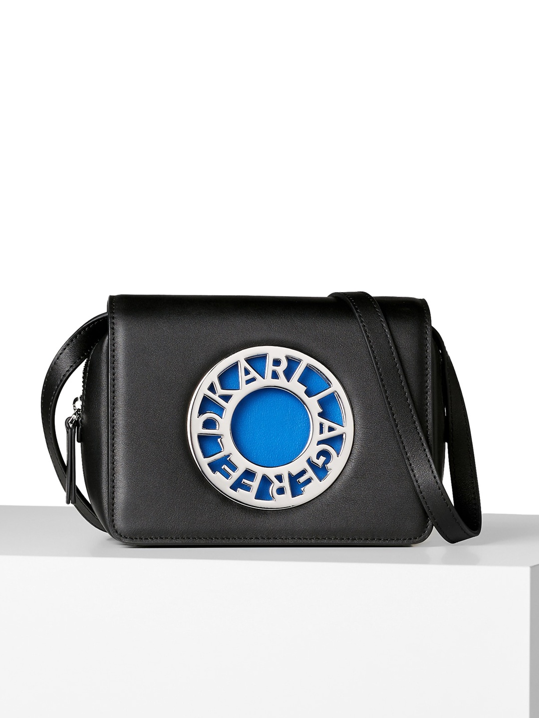 

Karl Lagerfeld Leather Structured Sling Bag, Black