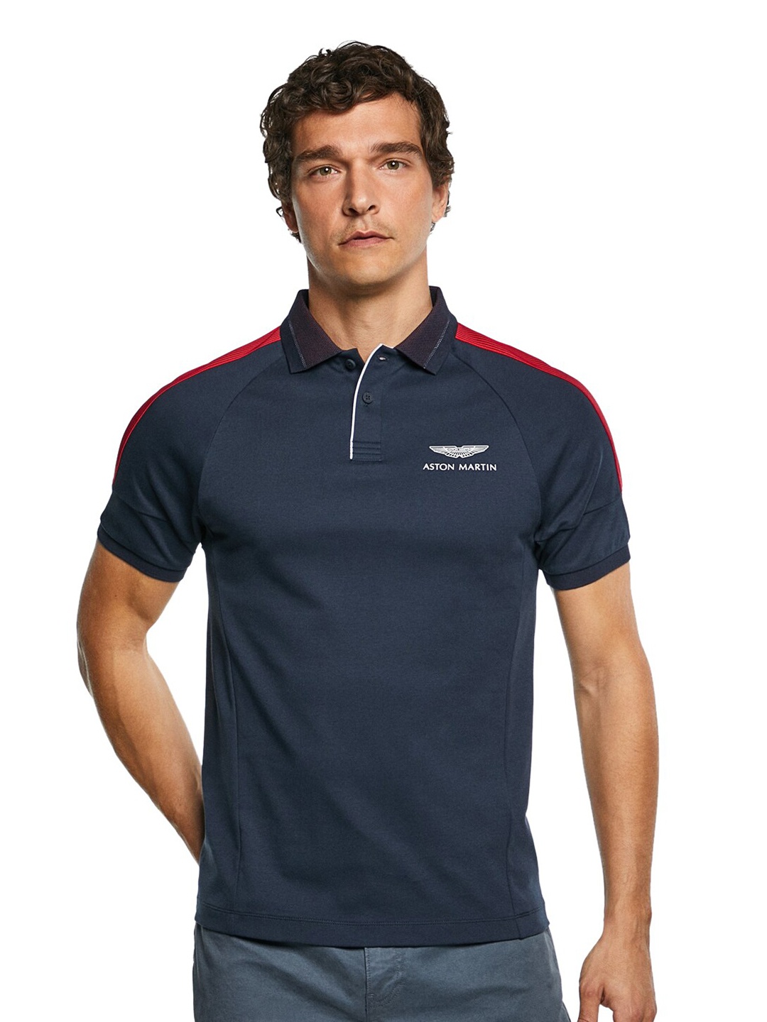 

HACKETT LONDON Men Polo Collar T-shirt, Navy blue