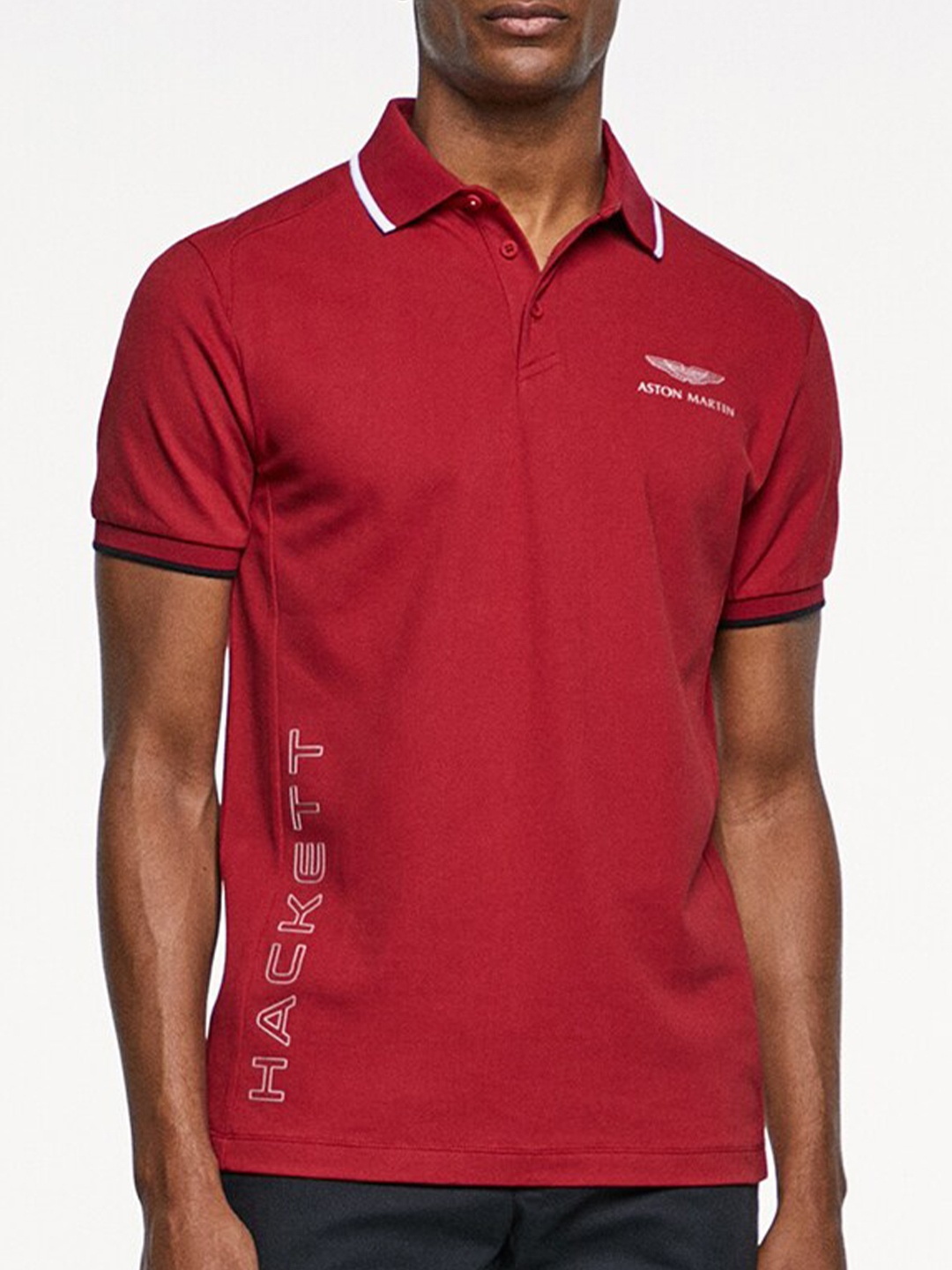 

HACKETT LONDON Men Cotton Polo Collar T-shirt, Red