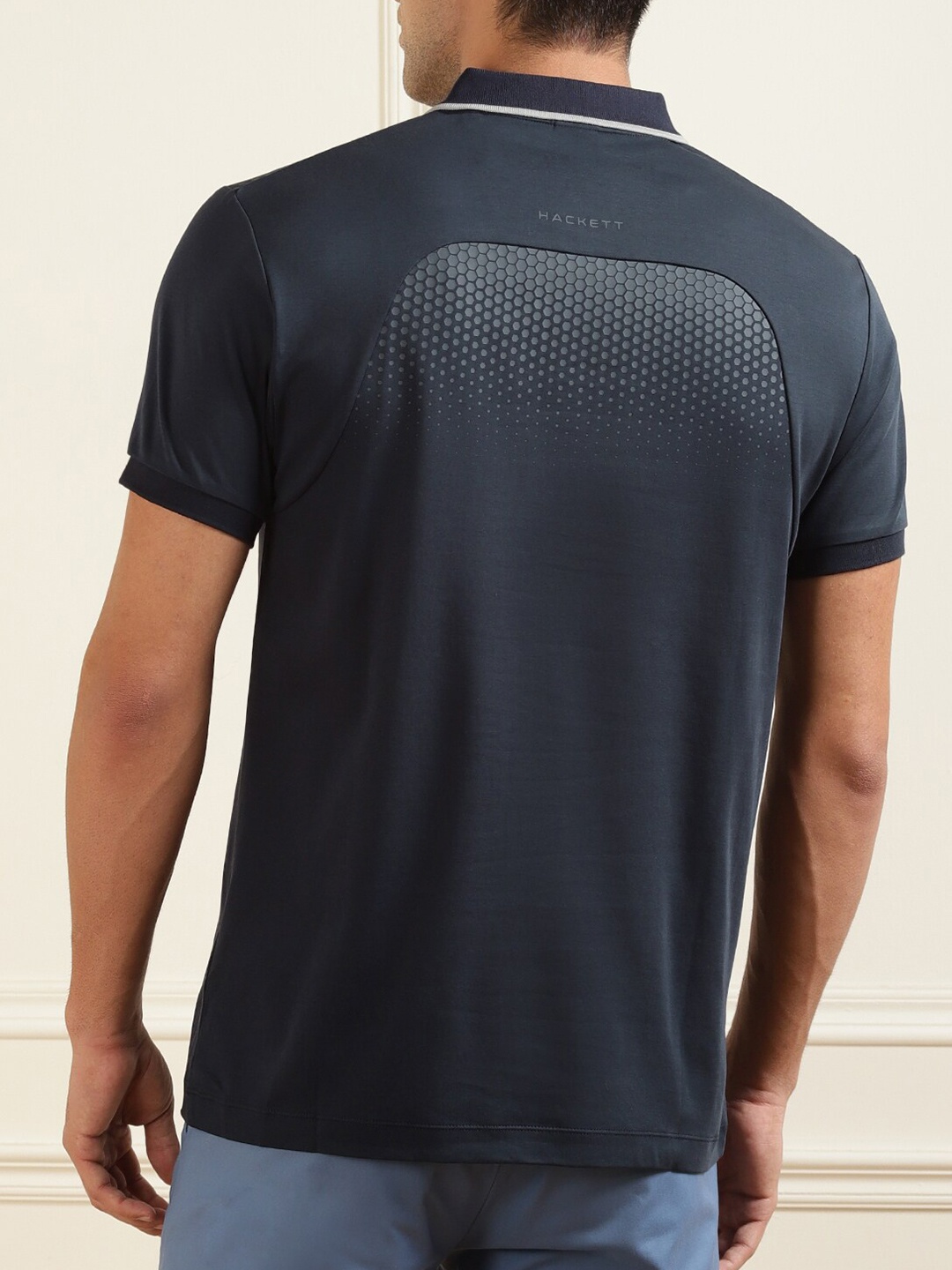 

HACKETT LONDON Men Polo Collar Cotton T-shirt, Navy blue