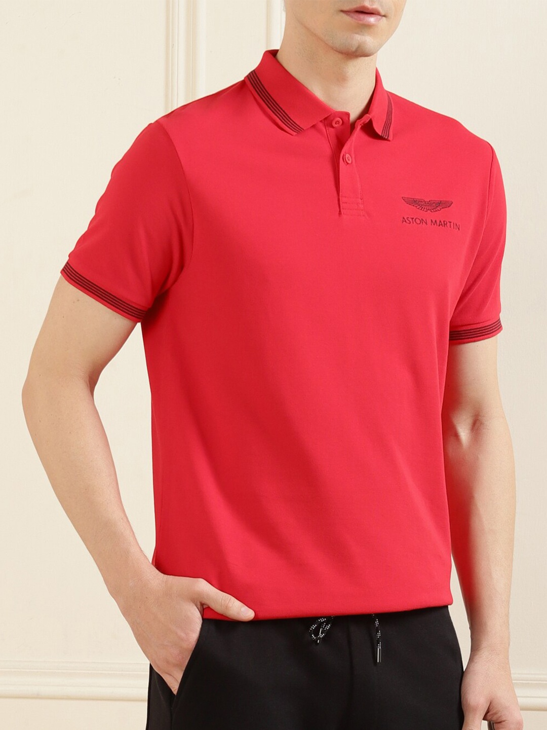 

HACKETT LONDON Men Polo Collar T-shirt, Red
