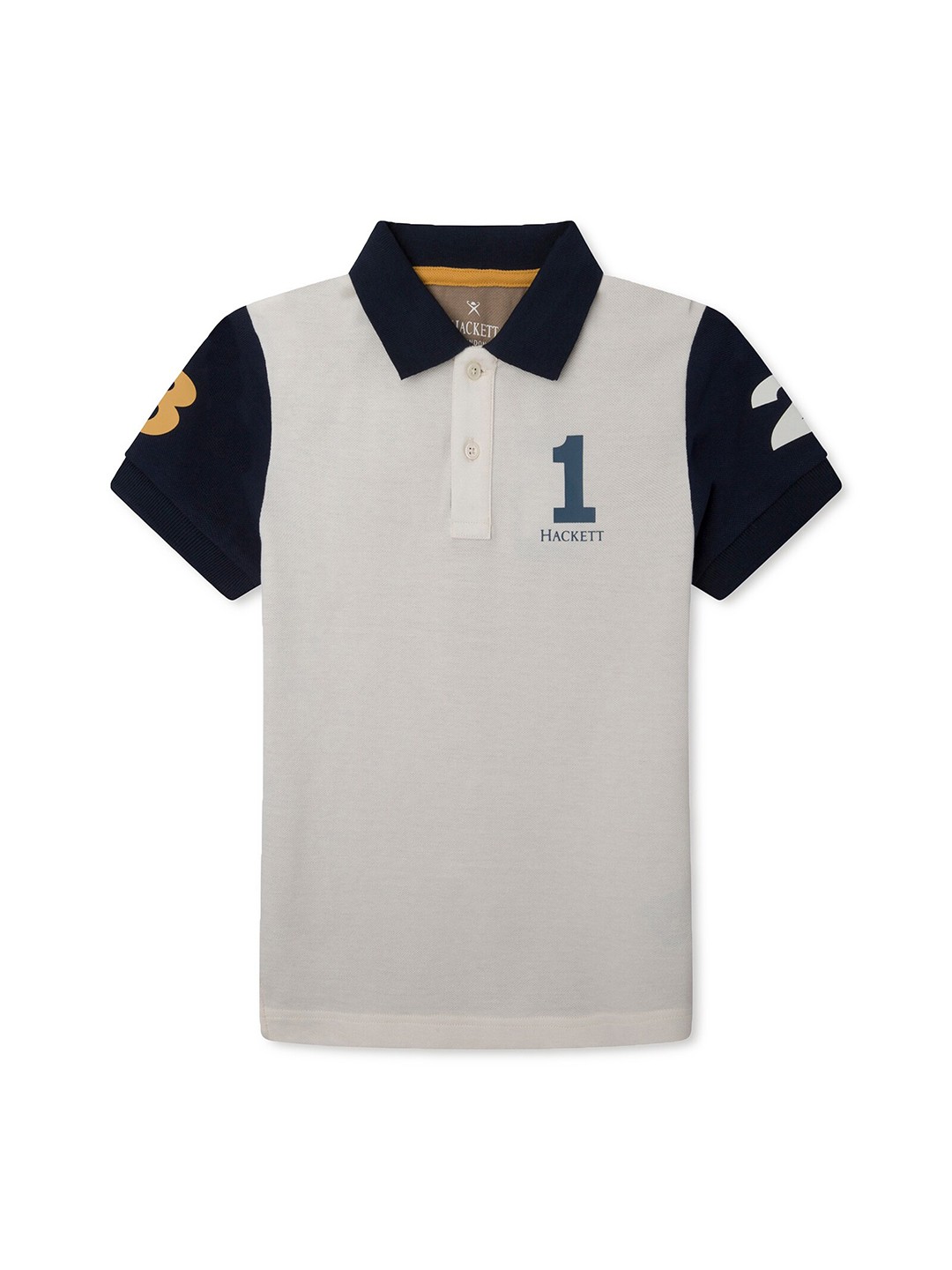 

HACKETT LONDON Boys Colourblocked Polo Collar Cotton T-shirt, Grey