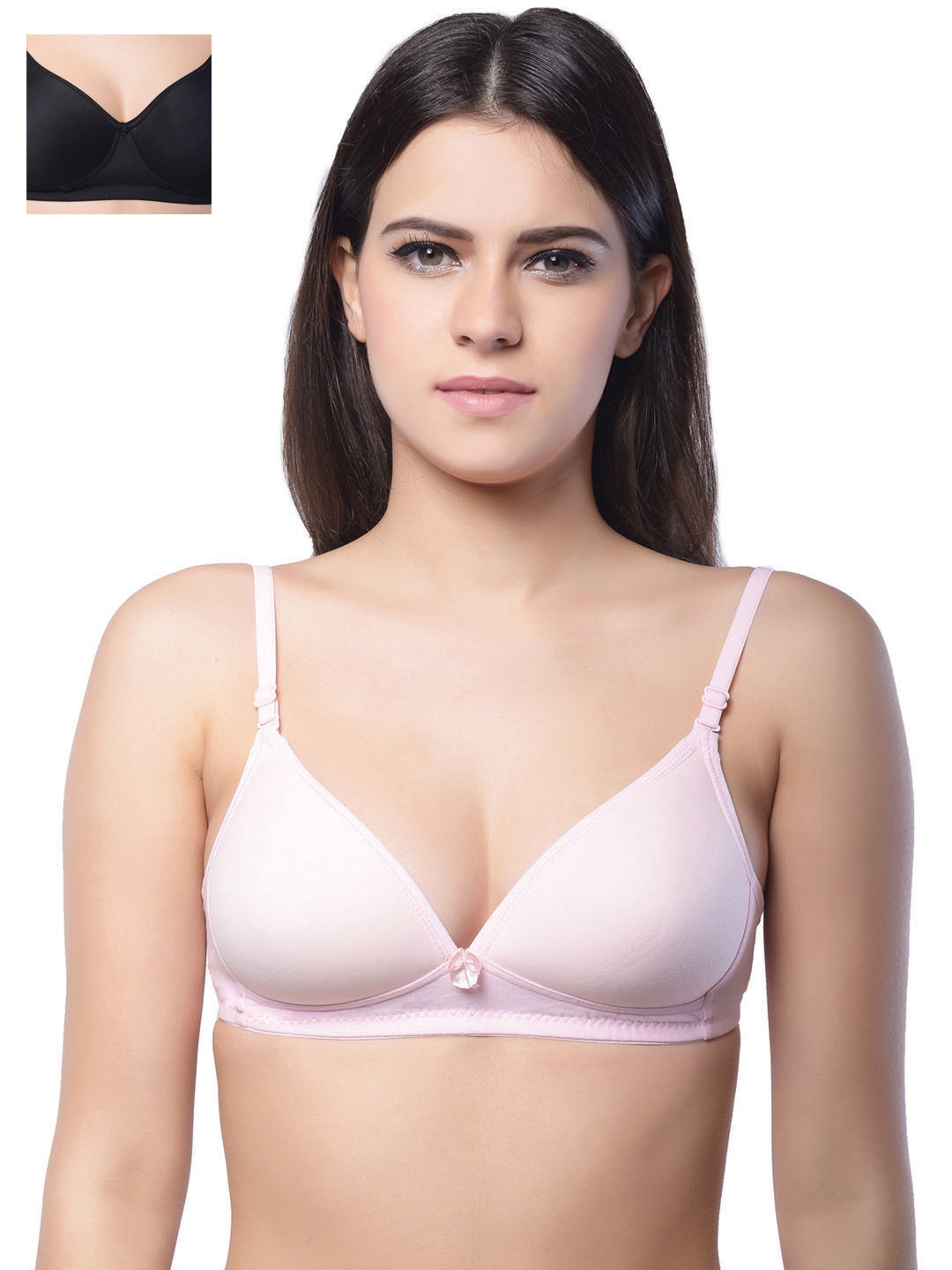 

Lady Lyka Pack of 2 T-shirt Bras BREEZ-PNK-MISTIQUE-BLK, Black
