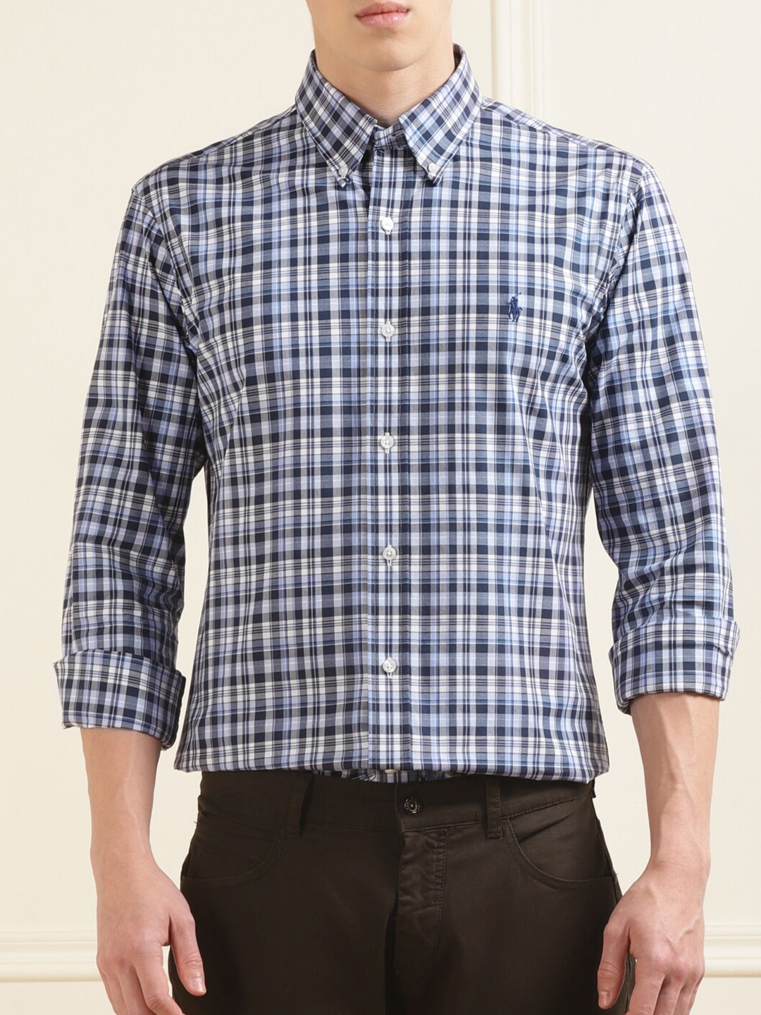 

Polo Ralph Lauren Men Tartan Checks Casual Cotton Shirt, Navy blue