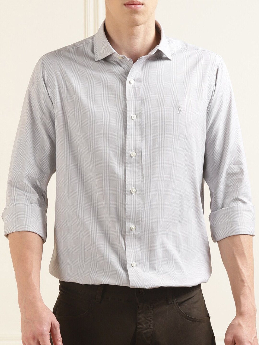 

Polo Ralph Lauren Men Slim Fit Checked Casual Cotton Shirt, Grey