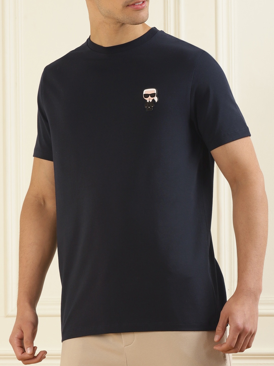 

Karl Lagerfeld Men Cotton Round Neck T-shirt, Navy blue