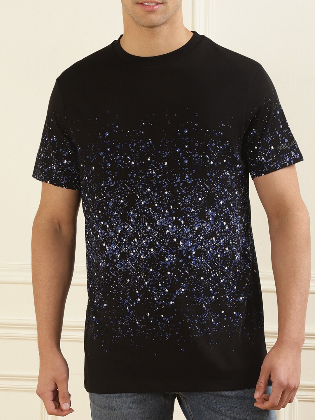 

Karl Lagerfeld Men Regular Fit Printed Cotton T-shirt, Navy blue