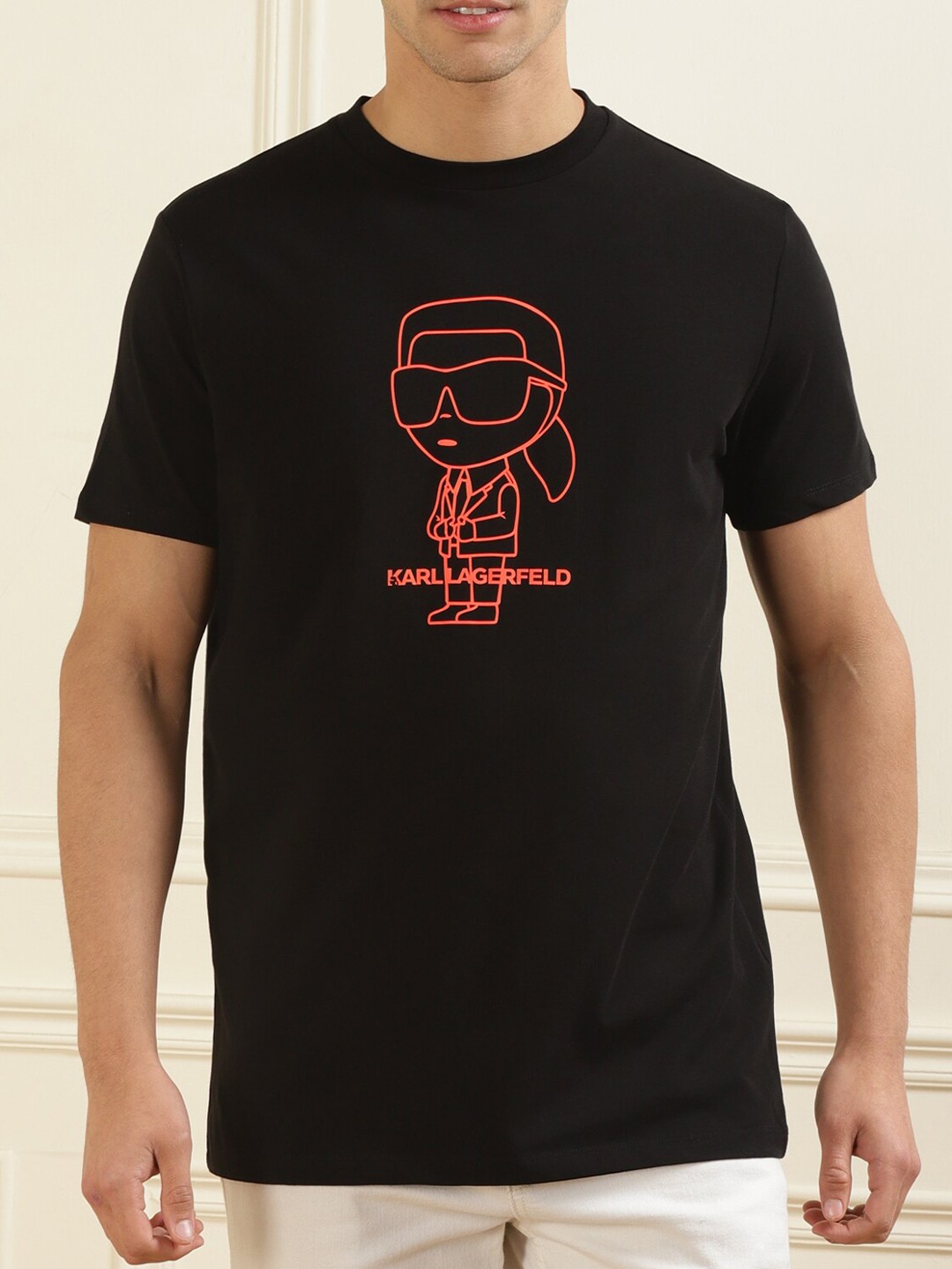 

Karl Lagerfeld Men Printed Cotton T-shirt, Black