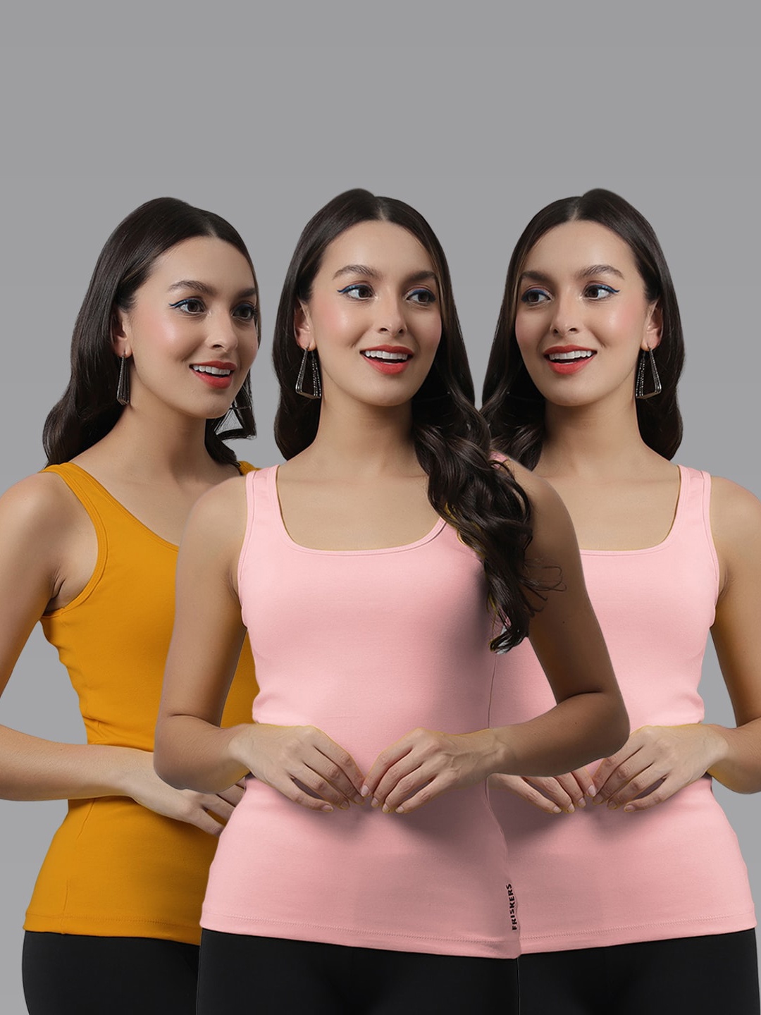 

Friskers Pack Of 3 Sleeveless Tank Top, Coral